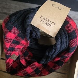 C.C Plaid Red and Black Infinity Scarf